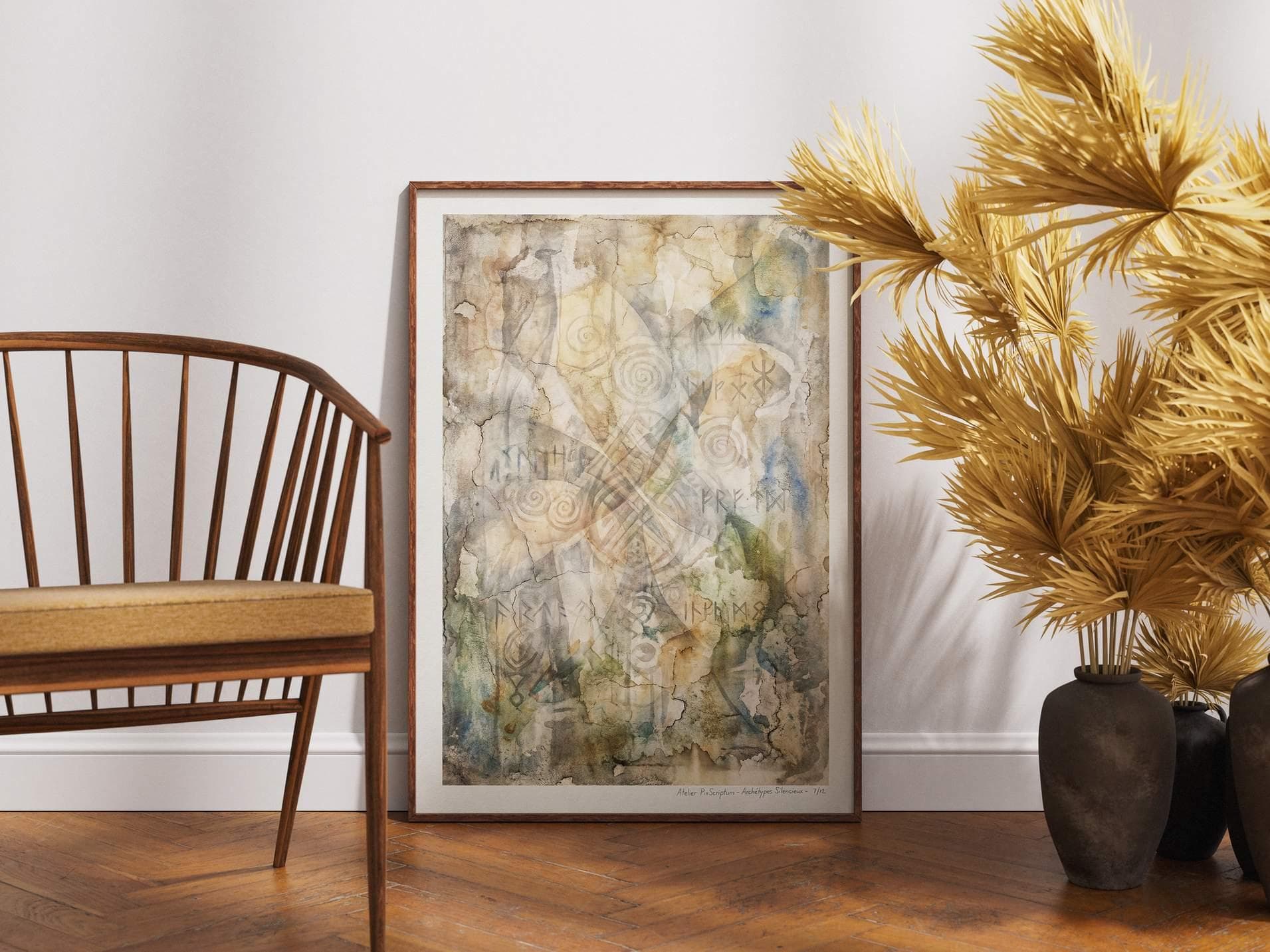 Silent Archetypes #7: Ancient Breath - Abstract Symbolism Wall Art Print view 2