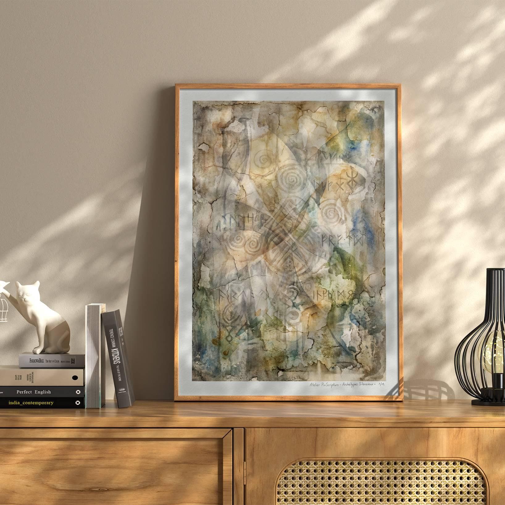 Silent Archetypes #7: Ancient Breath - Abstract Symbolism Wall Art Print view 3