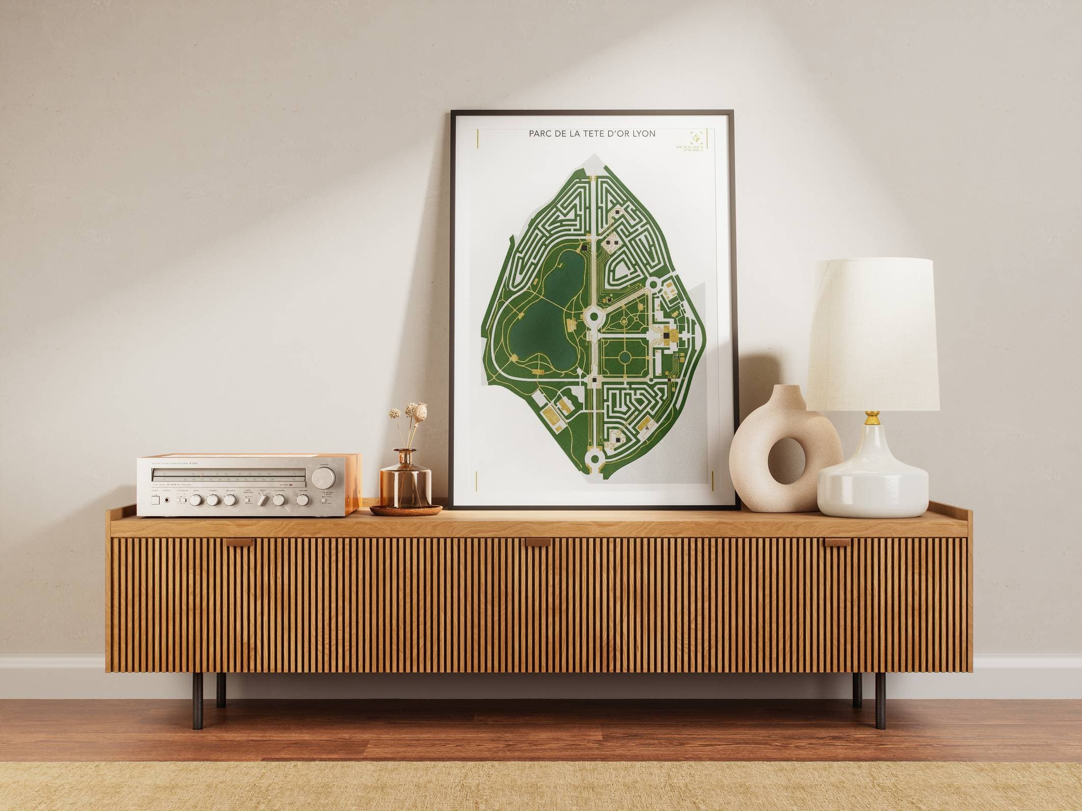 Parc de la Tête d'Or Lyon Art Print - Botanical Labyrinth & Organic City Map Poster - Urban Greenery Wall Decor & Lyon City Souvenir view 2