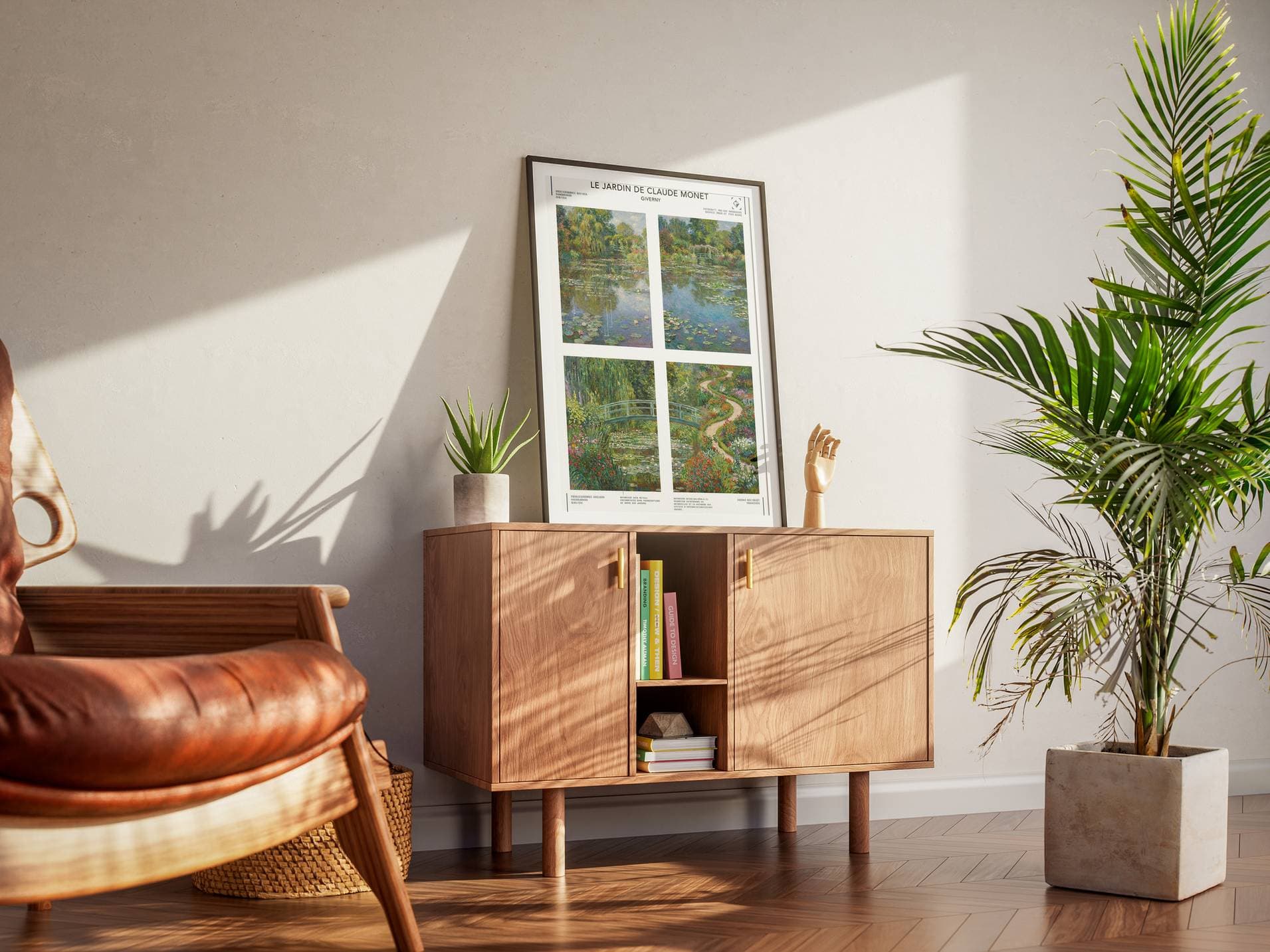 Claude Monet's Garden Giverny Print - Impressionist Water Lily Pond & Glitch Effect Poster - Modern Monet Wall Decor & Artistic Nature view 3