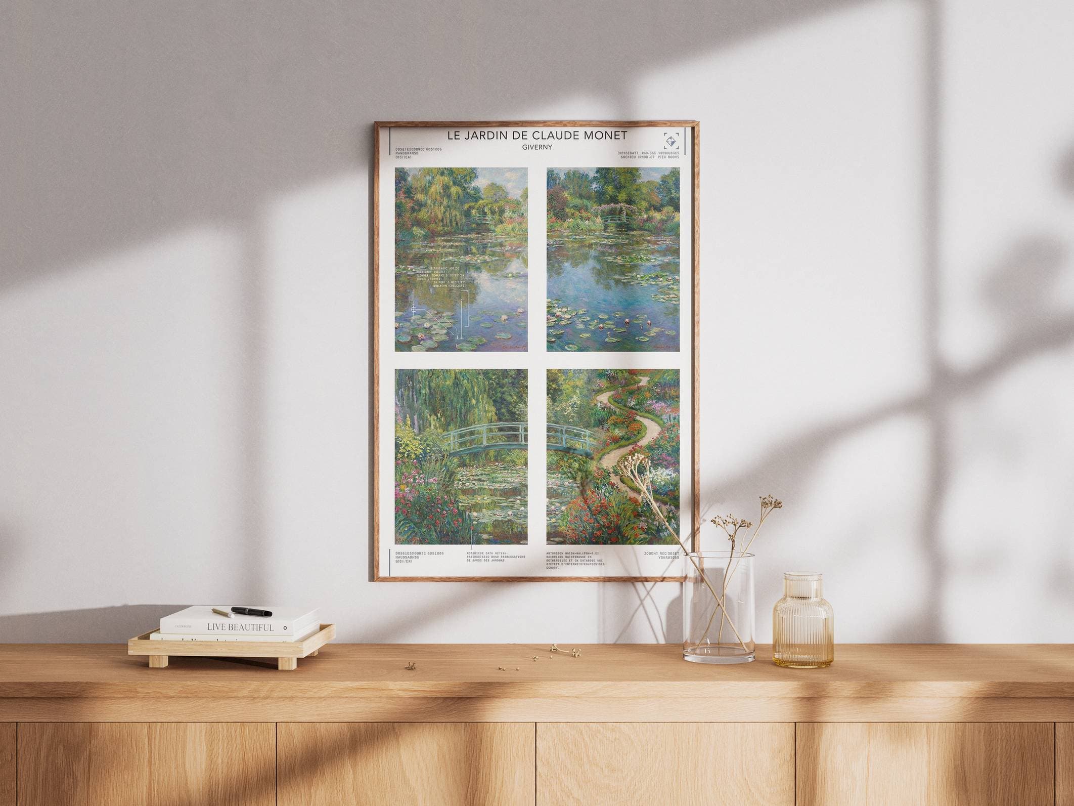 Claude Monet's Garden Giverny Print - Impressionist Water Lily Pond & Glitch Effect Poster - Modern Monet Wall Decor & Artistic Nature view 5