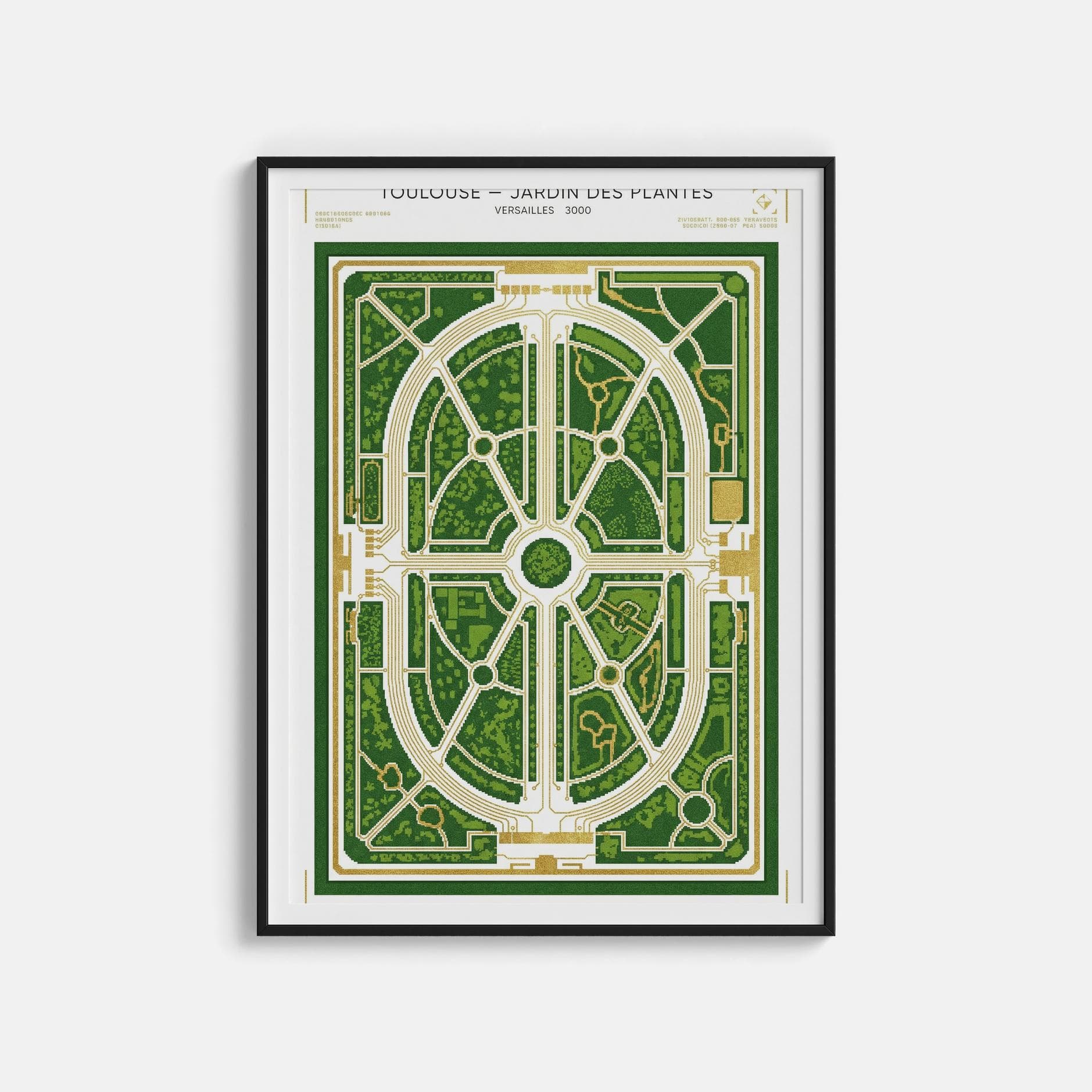 Jardin des Plantes Toulouse Art Poster - Botanical Curves & Educational Garden Map Print - Occitanie Landscape Wall Decor & Vintage Park Art view 1