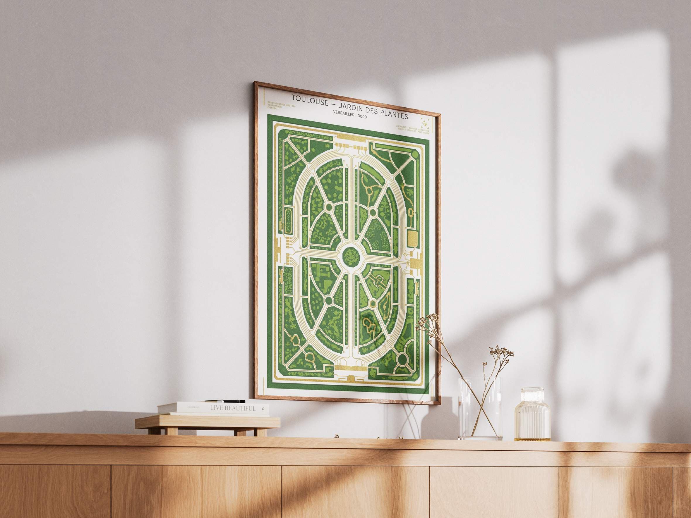 Jardin des Plantes Toulouse Art Poster - Botanical Curves & Educational Garden Map Print - Occitanie Landscape Wall Decor & Vintage Park Art view 5