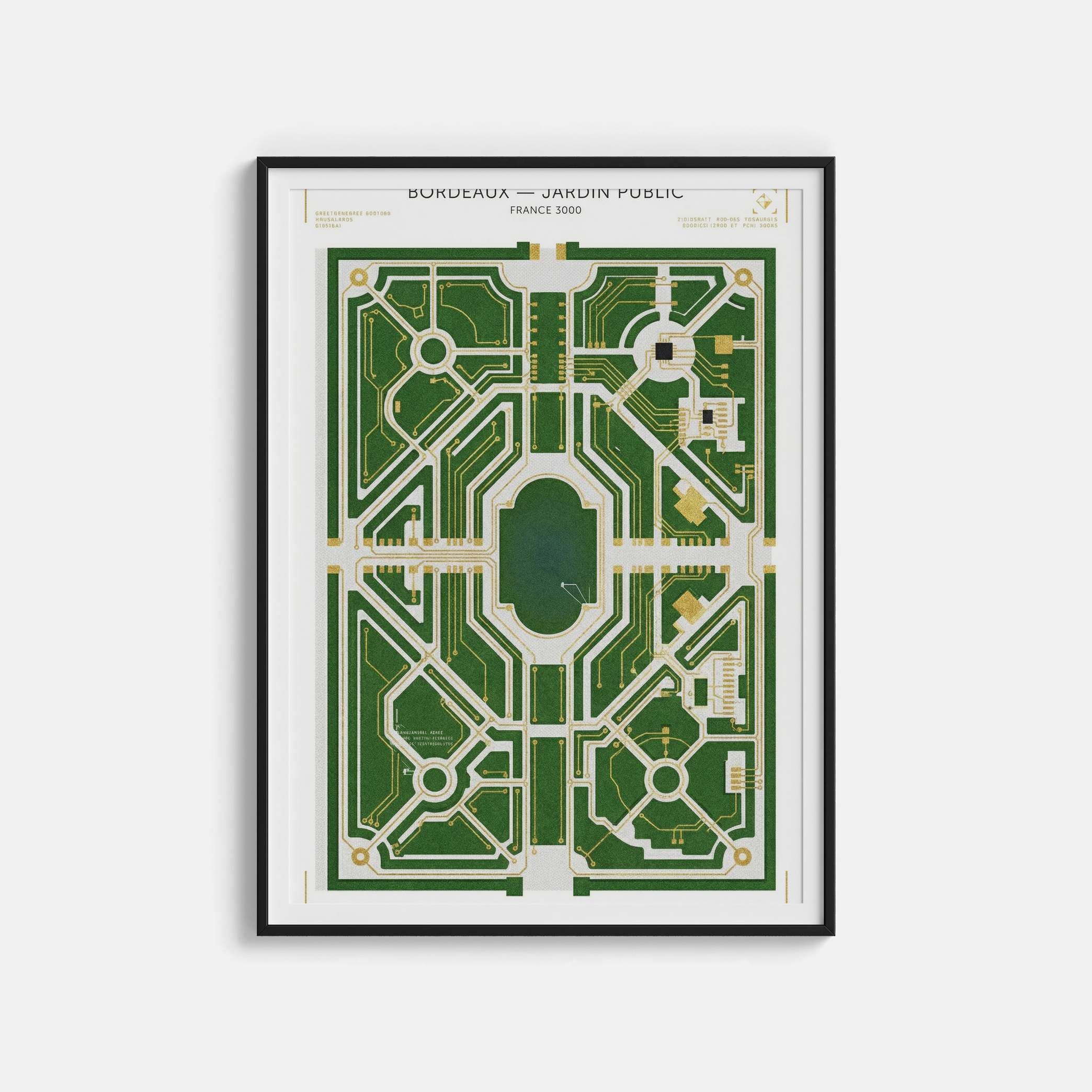 Jardin Public Bordeaux Art Print - Majestic Theatrical Landscape & Water Mirror Poster - Bordeaux City Wall Decor & Romantic Garden Print view 1