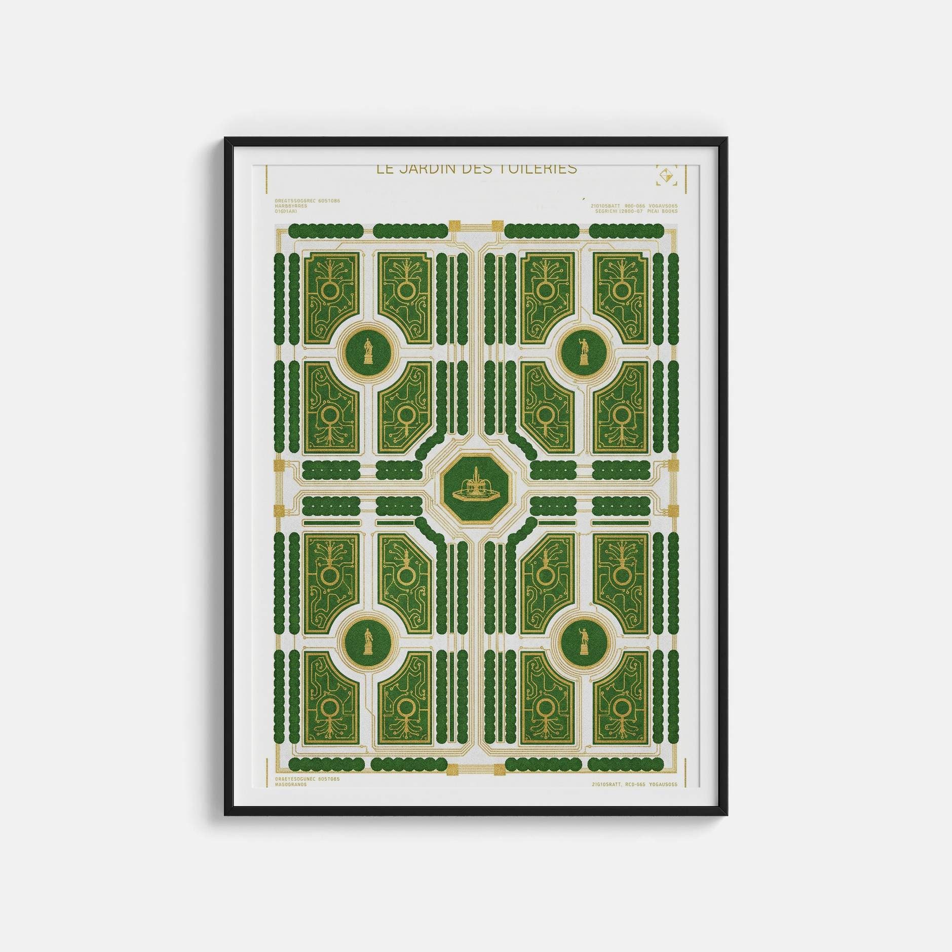 Jardin des Tuileries Paris Art Poster - Classical Royal Garden & Axis Design Perspective Print - Louvre Park Wall Decor & Paris History Art view 1