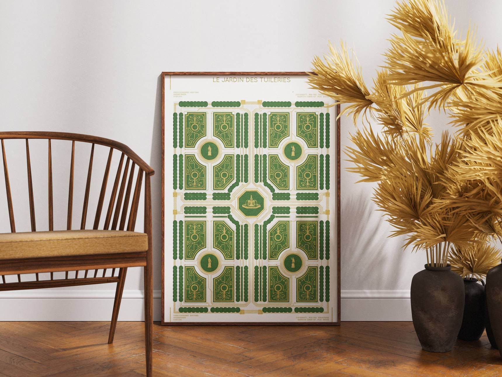 Jardin des Tuileries Paris Art Poster - Classical Royal Garden & Axis Design Perspective Print - Louvre Park Wall Decor & Paris History Art view 3