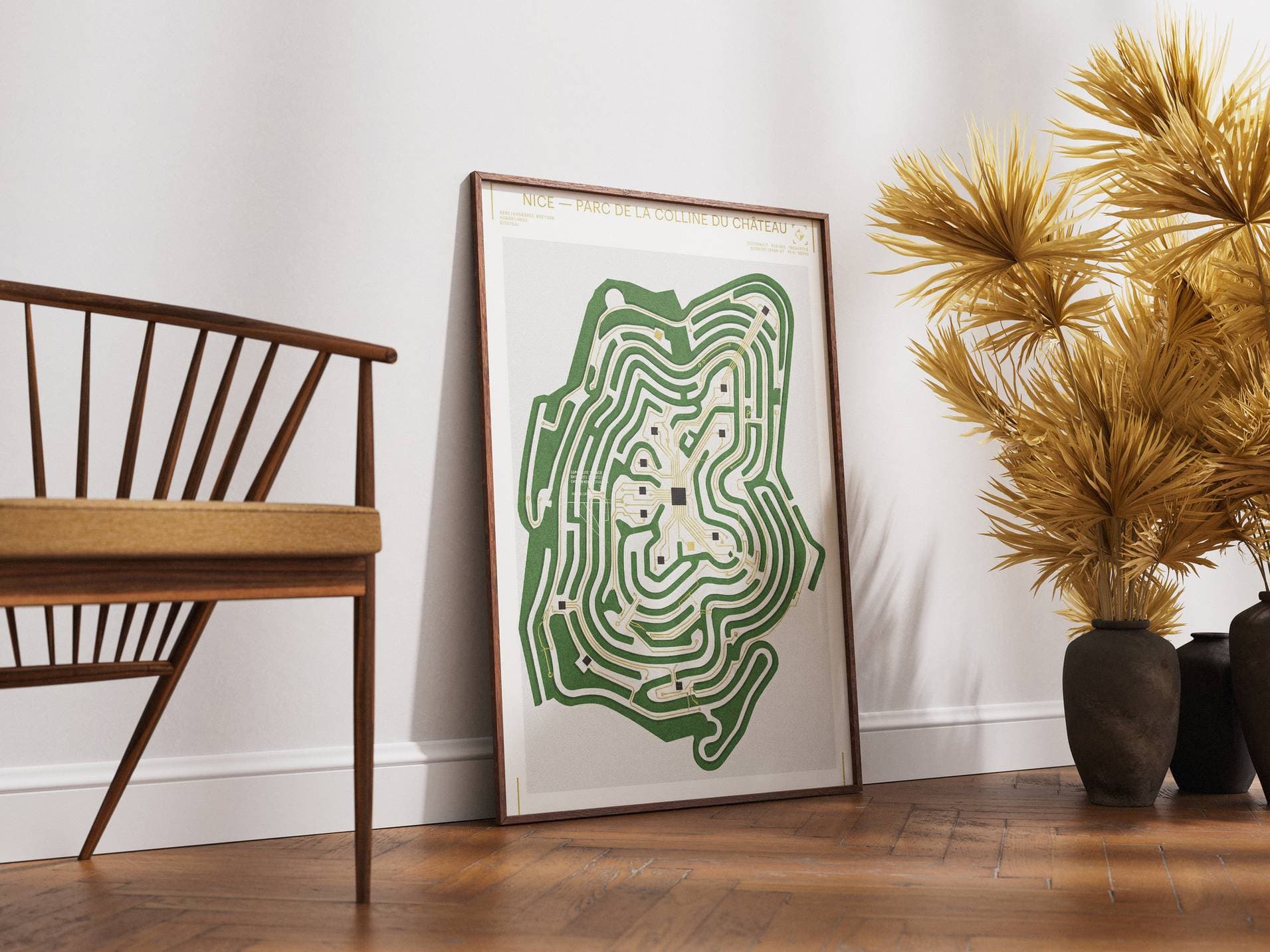 Parc de la Colline du Château Nice Print - Topographic Coastal Garden & Sea View Poster - French Riviera Wall Decor & Nice Cityscape Art view 4