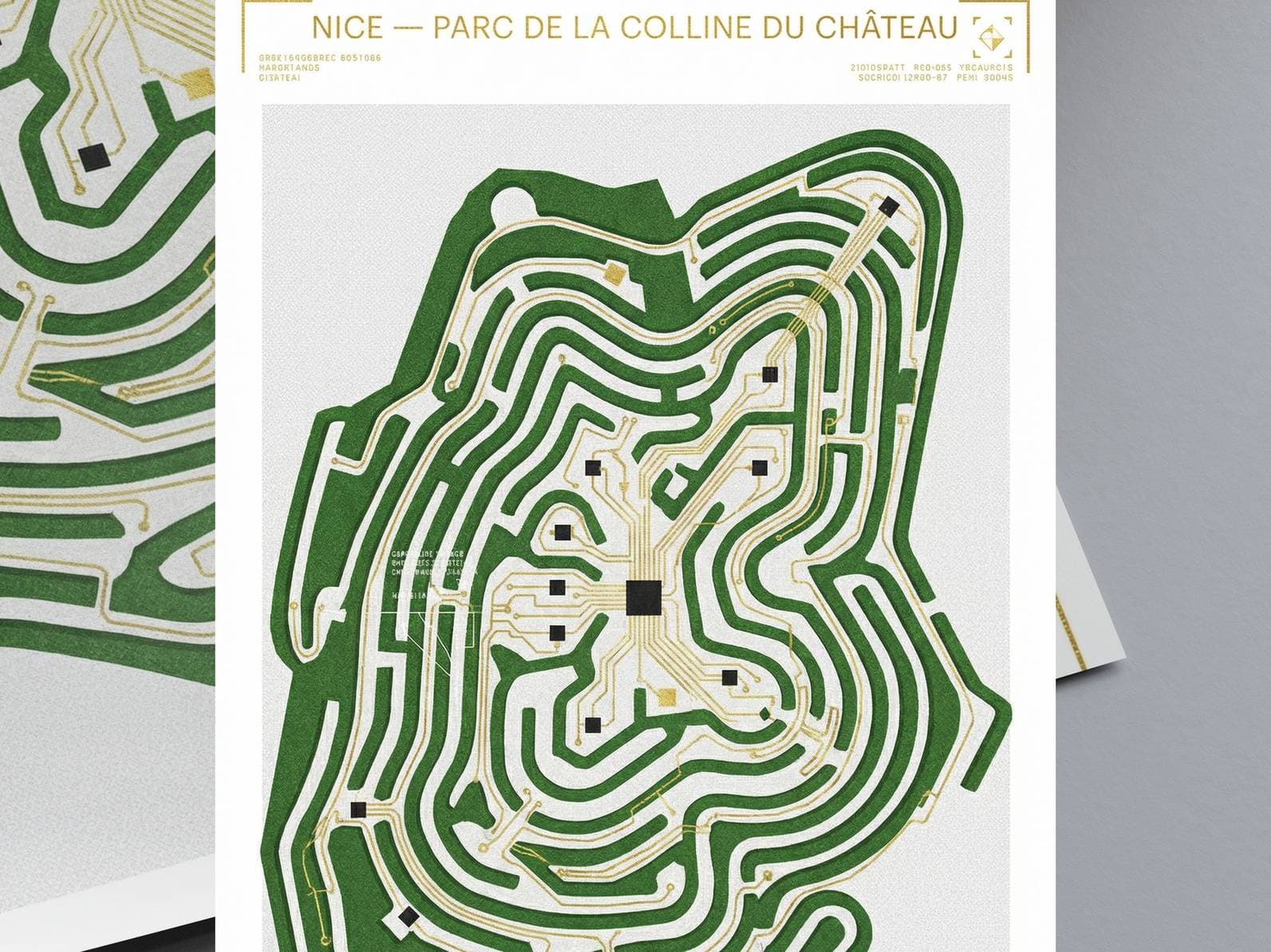 Parc de la Colline du Château Nice Print - Topographic Coastal Garden & Sea View Poster - French Riviera Wall Decor & Nice Cityscape Art view 5