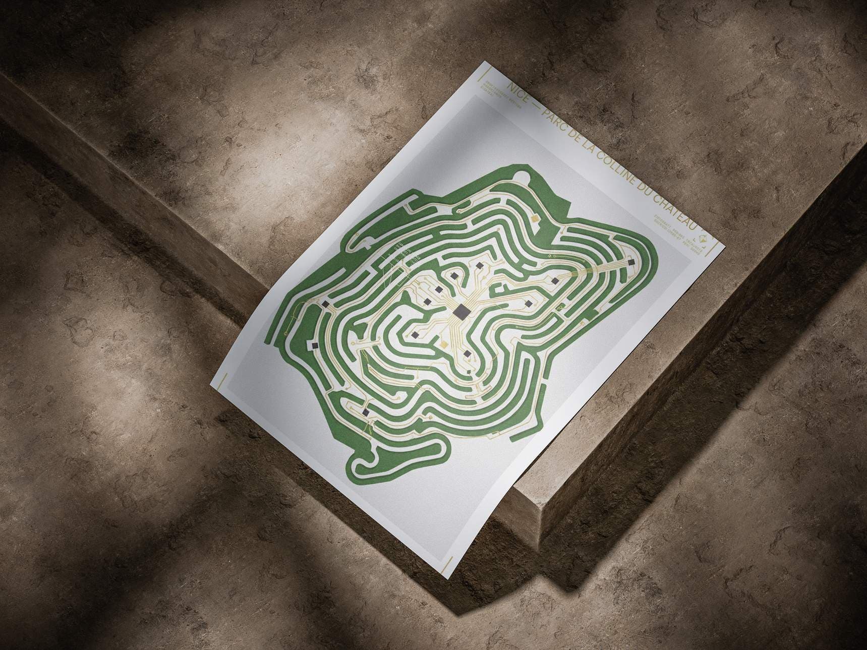 Parc de la Colline du Château Nice Print - Topographic Coastal Garden & Sea View Poster - French Riviera Wall Decor & Nice Cityscape Art view 7