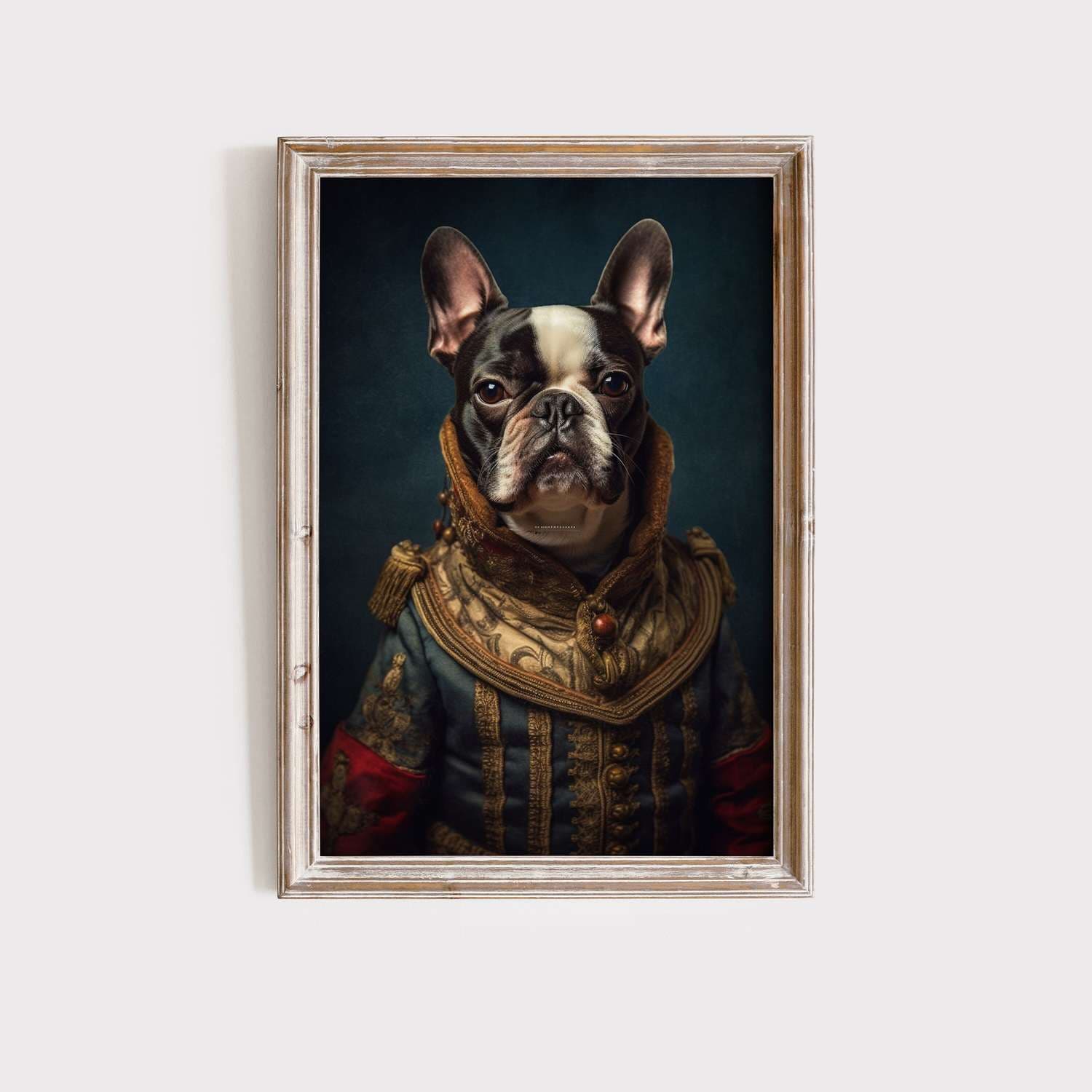 Bulldog Portrait: Whimsical Wall Decor, Humorous Animal Painting